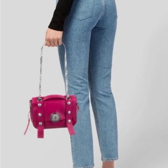 *Balmain* Barbiecore Hot Pink Leather Bag w/ Silver Chain Hardware - Picture 3 of 7